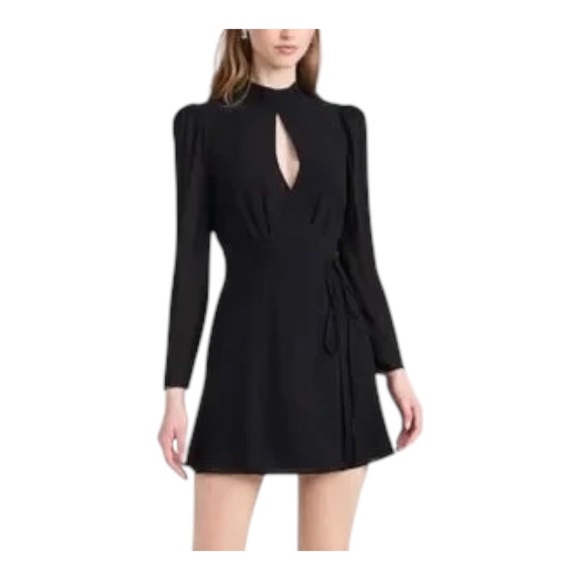 Reformation Ottessa Dress Black Long Sleeve Front Cutout Mini Dress Small - Picture 1 of 9